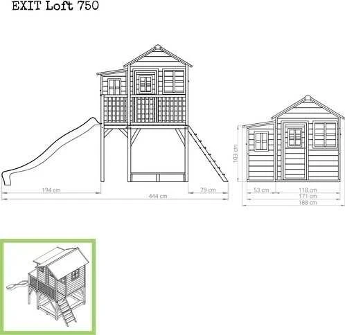 EXIT Loft 750 medinis žaidimų namelis, natūralaus medžio