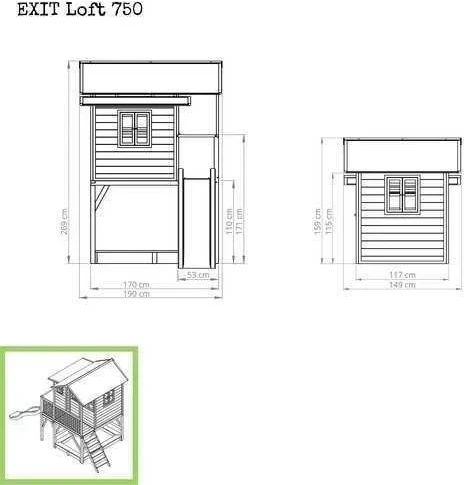 EXIT Loft 750 medinis žaidimų namelis, natūralaus medžio