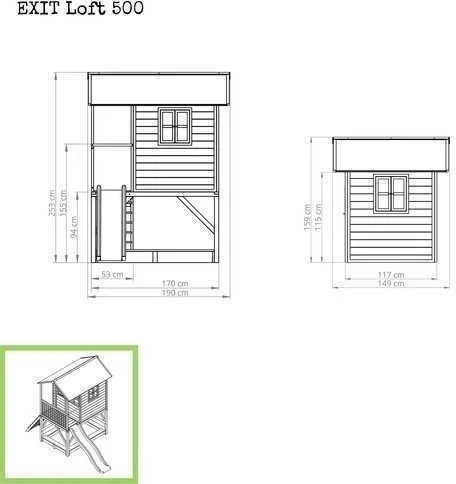 Medinis žaidimų namelis EXIT Loft 500 - natūralaus medžio