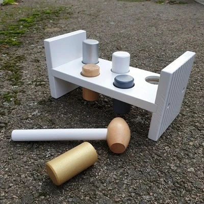 Medinis žaislas su plaktuku JaBaDaBaDo, sidabrinis