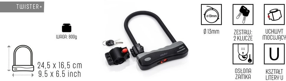 Meteor Dviračių u-lock užraktas twister+