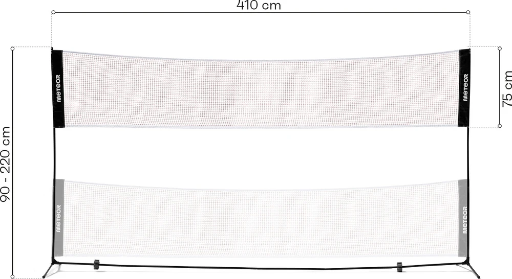 Meteor Nešiojamas badmintono tinklas 4,1x2,2 m