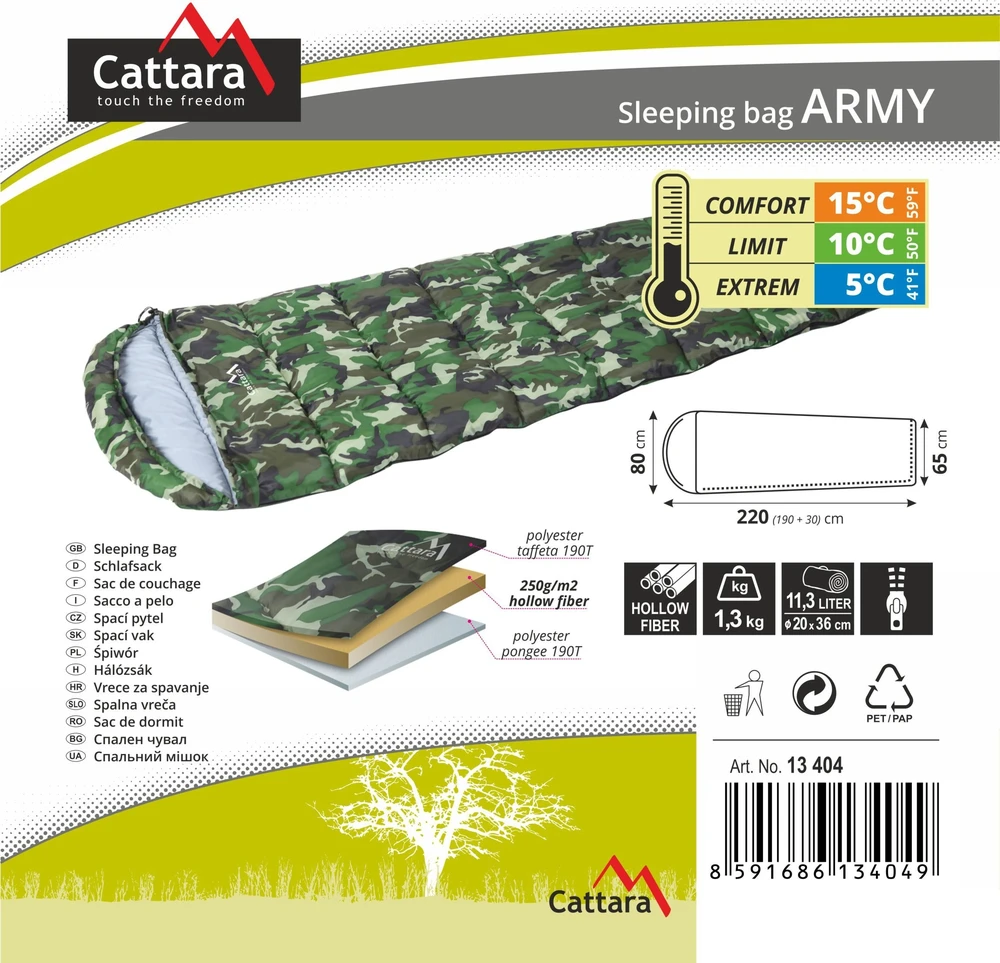 Miegmaišis Cattara Army +5 °C