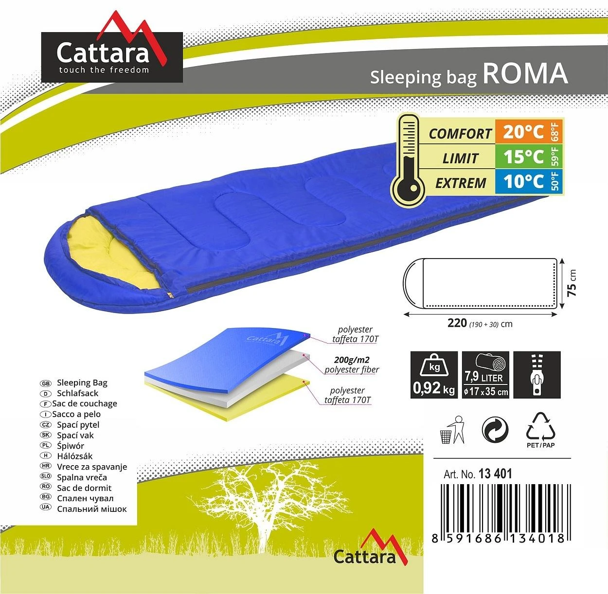Miegmaišis Cattara Roma +10 °C