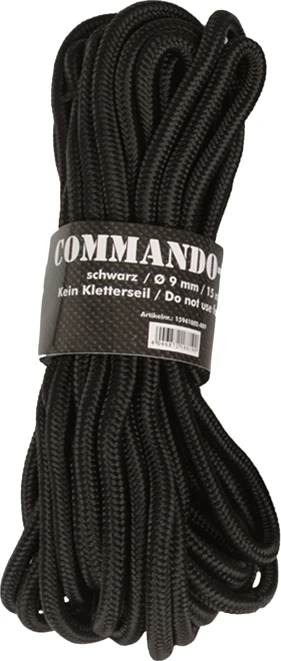 Mil-Tec Komando virvė, juoda 5 mm (15 m)