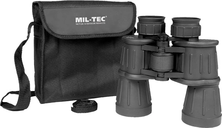 Žiūronai Mil-Tec 7x50, guminė danga, juodi