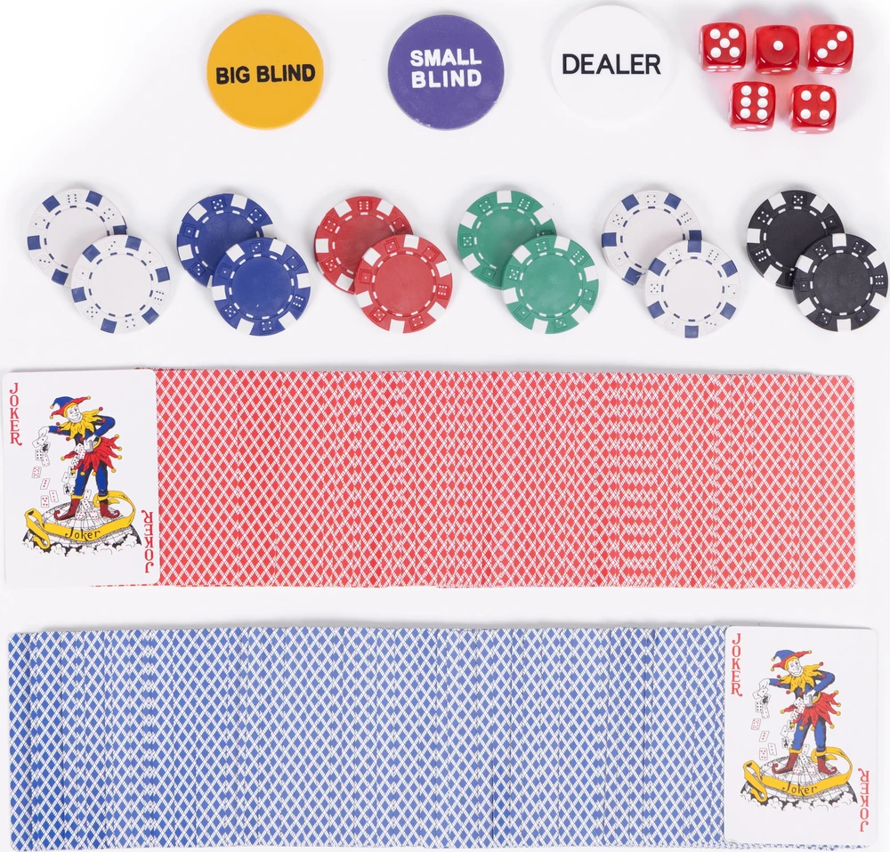 Modernhome Didelis pokerio ir blackjack žaidimų rinkinys su 90x60 cm kilimėliu