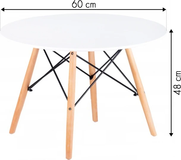 Modernhome Kavos staliukas, baltas, skersmuo 60 cm