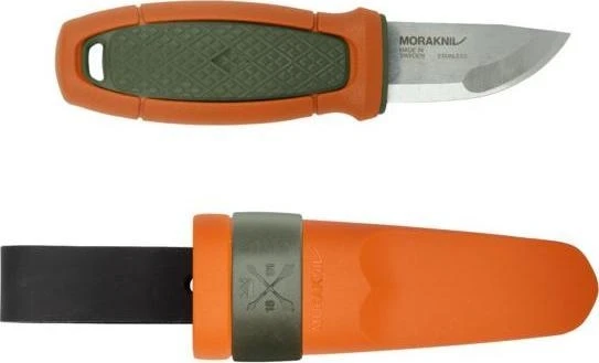 Peilis Morakniv Eldris su diržo kilpa, alyvuogių-oranžinis, nerūdijantis plienas