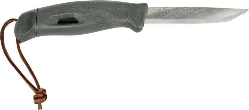 Carruzzo Morakniv "Light My Fire FireKnife" žalios spalvos peilis su akmenukais