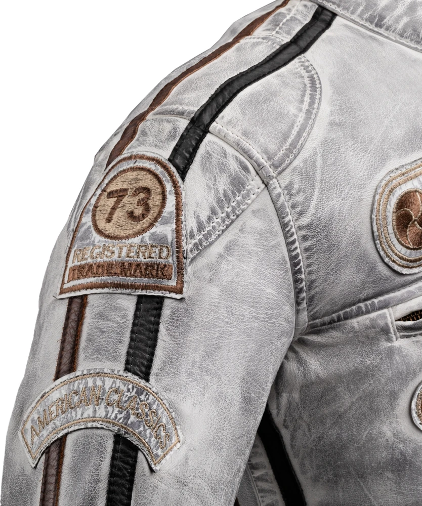 Moteriškas odinis moto švarkas W-TEC Sheawen Lady Baltas New
