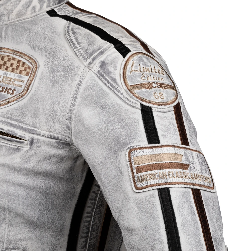Moteriškas odinis moto švarkas W-TEC Sheawen Lady Baltas New
