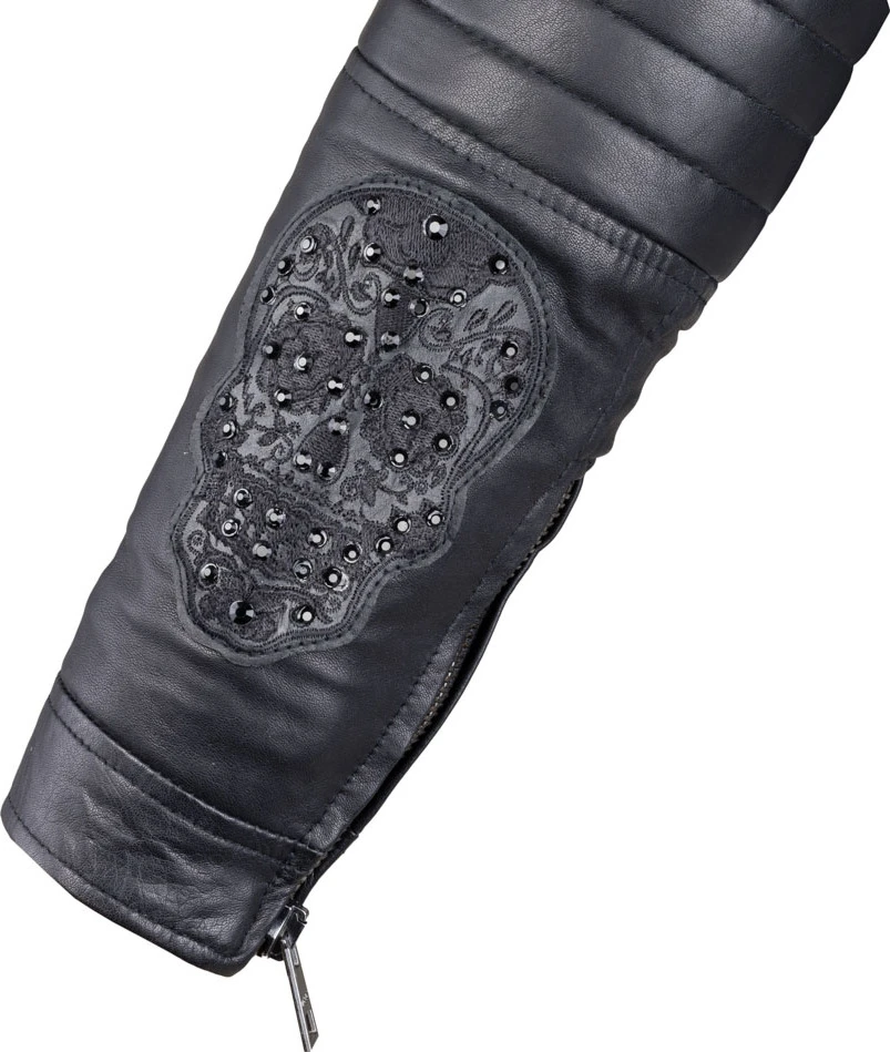 Moteriškas odinis švarkas W-TEC Strass
