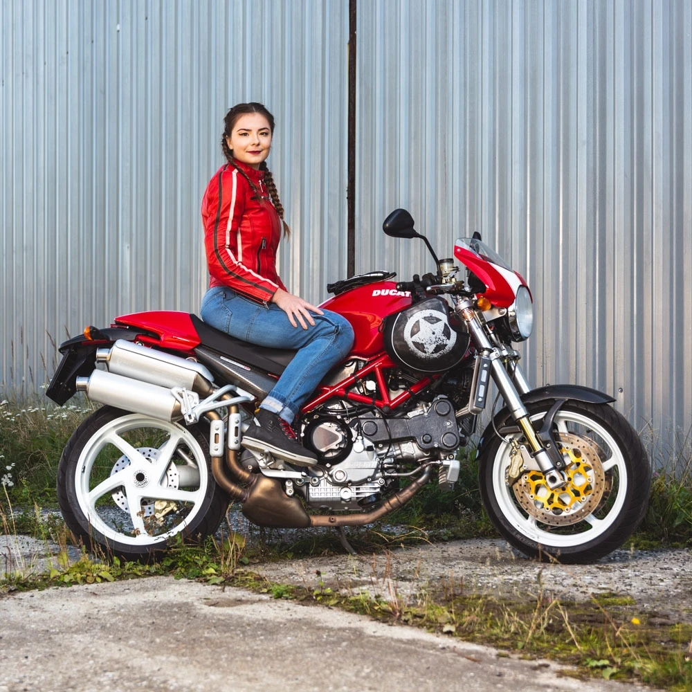 Moteriška odinė motociklininkų striukė W-TEC Umana