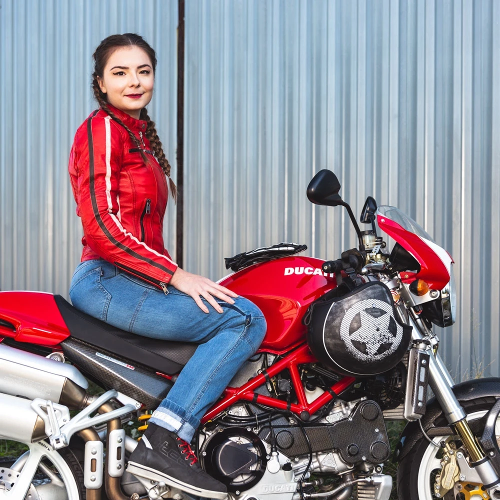 Moteriška odinė motociklininkų striukė W-TEC Umana