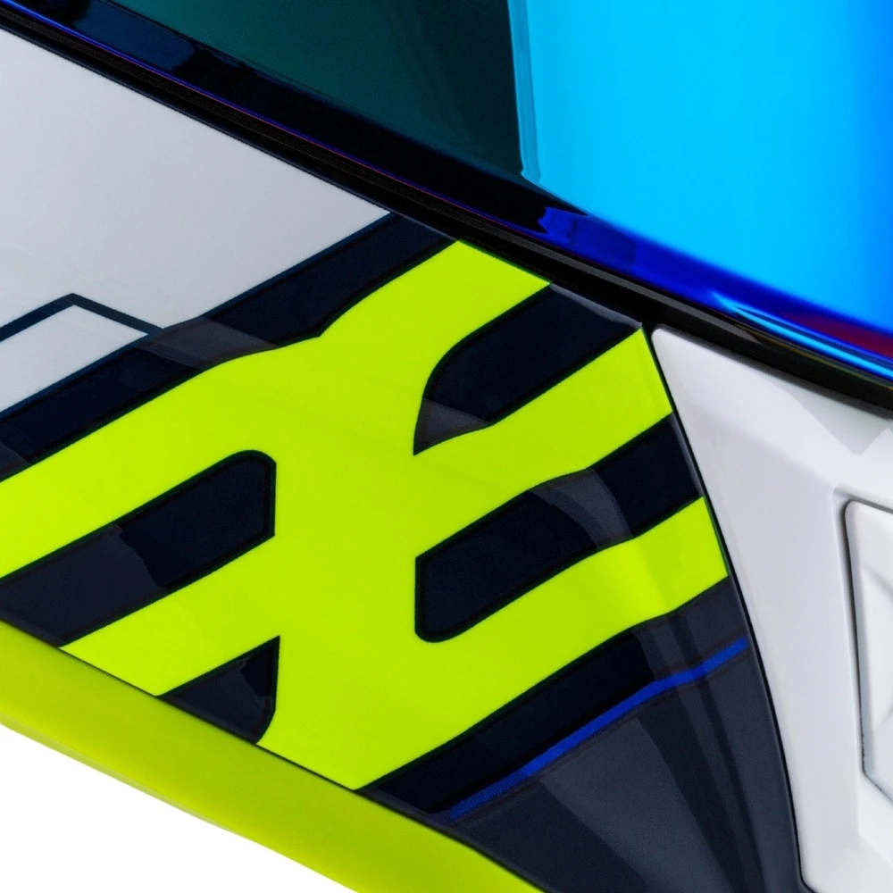Motociklininko šalmas Cassida Aero Drome mėlynas / fluorescencinis geltonas / šviesiai mėlynas / baltas