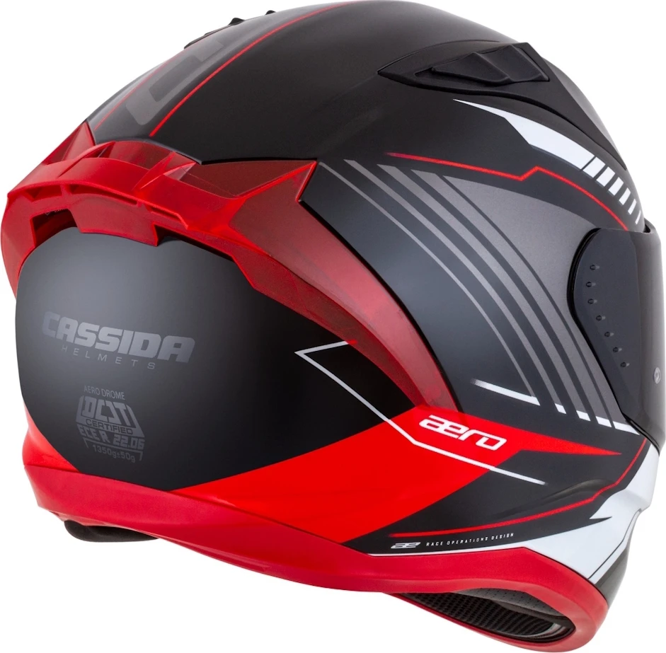Motociklininko šalmas Cassida Aero Drome Juodas Pearl/Raudona/Baltas/Gray