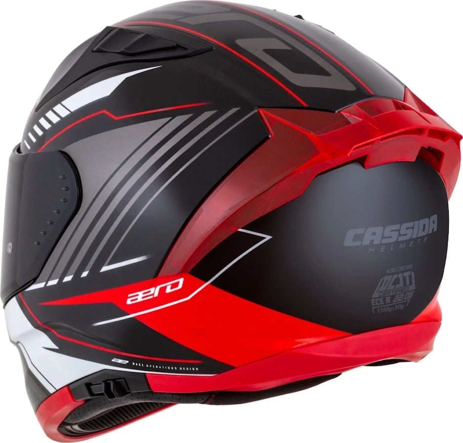 Motociklininko šalmas Cassida Aero Drome Juodas Pearl/Raudona/Baltas/Gray