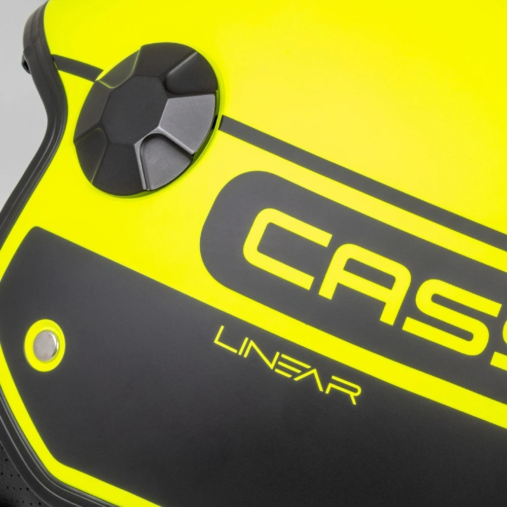 Motociklininko šalmas Cassida Handy Plus Linear perlamutrinė fluorescencinė geltona / matinė juoda