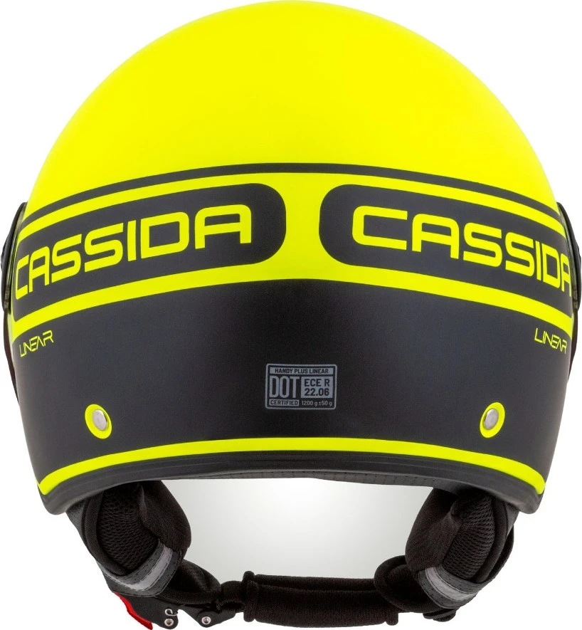 Motociklininko šalmas Cassida Handy Plus Linear perlamutrinė fluorescencinė geltona / matinė juoda