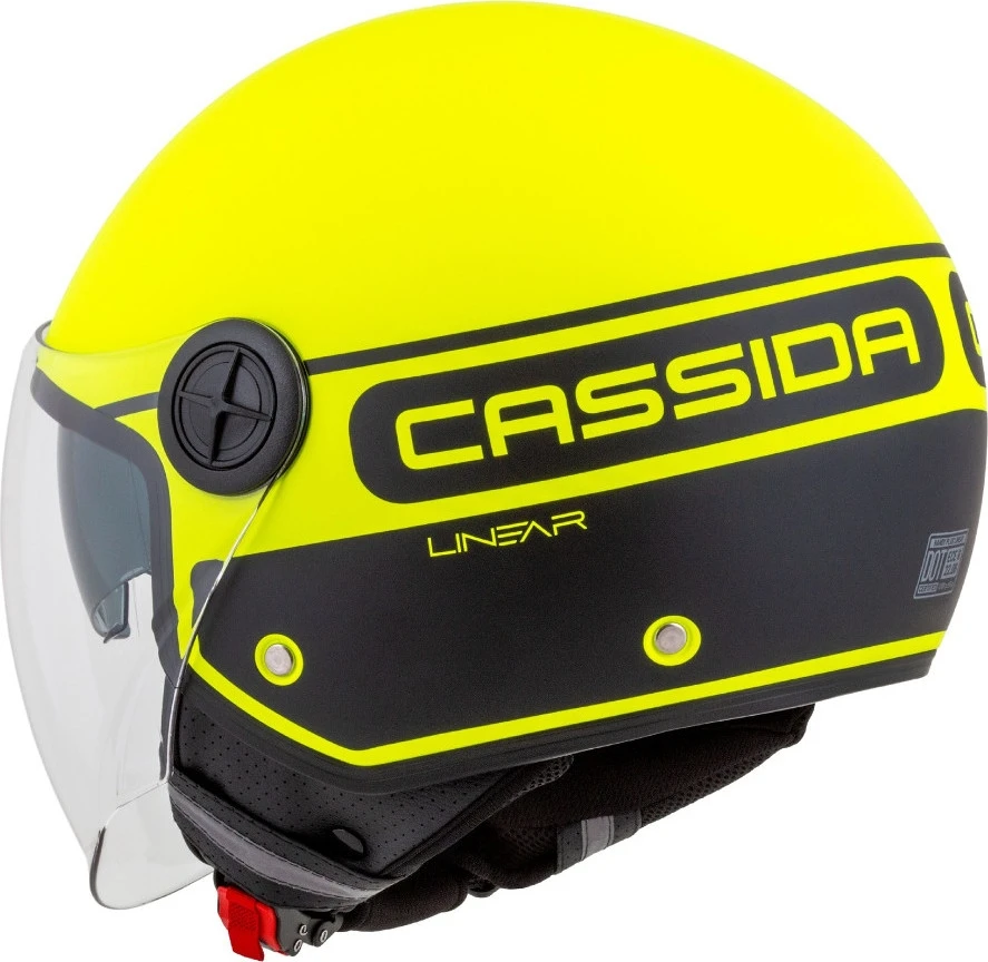 Motociklininko šalmas Cassida Handy Plus Linear perlamutrinė fluorescencinė geltona / matinė juoda