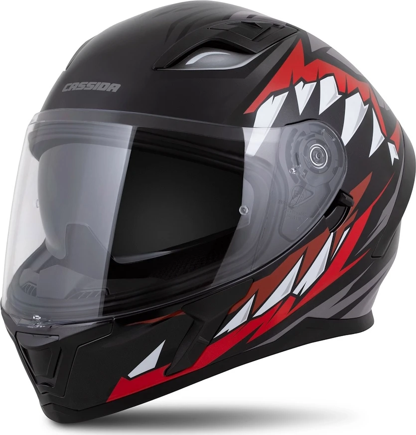 Motociklo šalmas Cassida Orbit StriX raudonas/pilkas/baltas/juodas