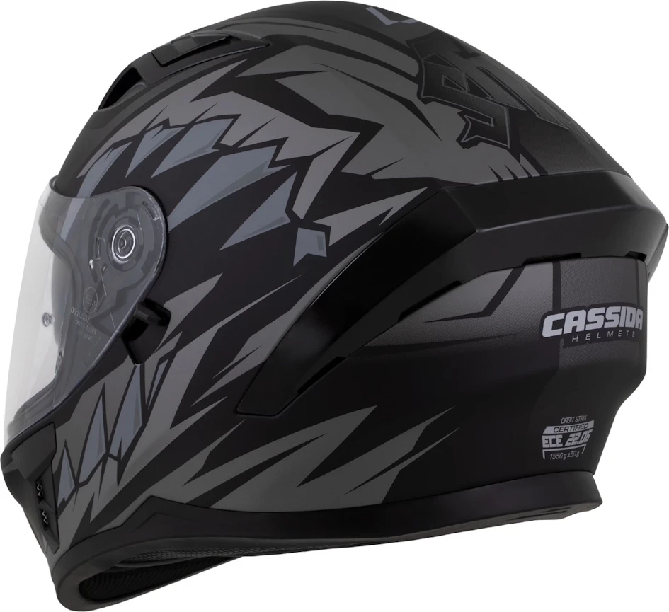 Motociklininko šalmas Cassida Orbit StriX, matinė juoda/pilka