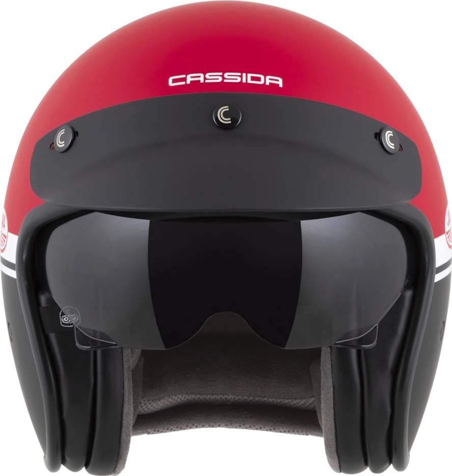 Motociklininko šalmas Cassida Oxygen Jawa OHC 2.0 matinė raudona/juoda/balta