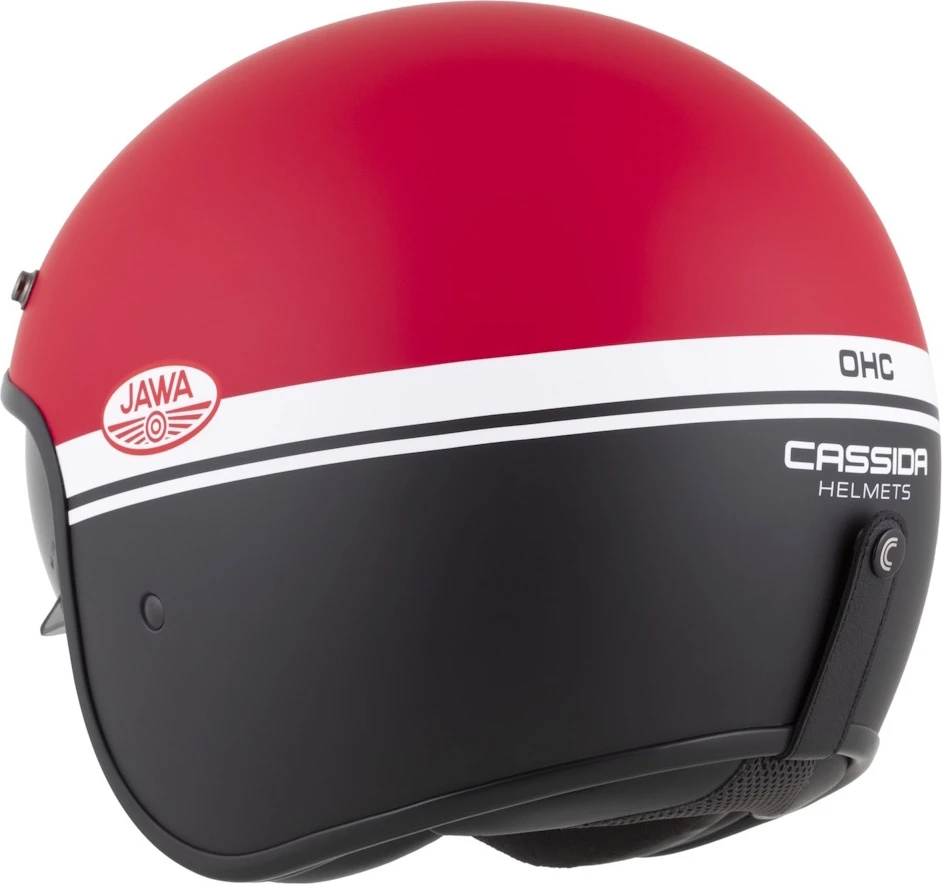 Motociklininko šalmas Cassida Oxygen Jawa OHC 2.0 matinė raudona/juoda/balta