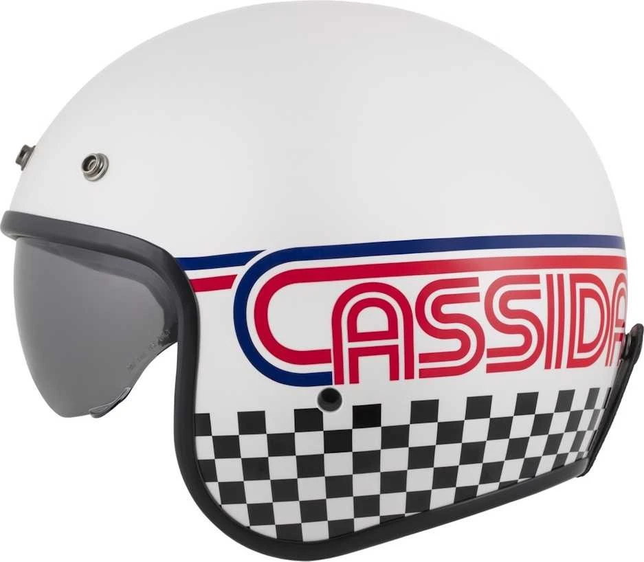 Motociklo šalmas Cassida Oxygen Rondo 2.0 perlamutrinis baltas/raudonas/mėlynas/juodas