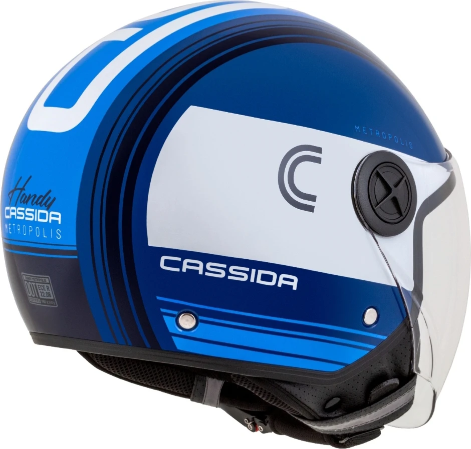 Motociklo šalmas Cassida Handy Metropolis mėlynas/tamsiai mėlynas/baltas