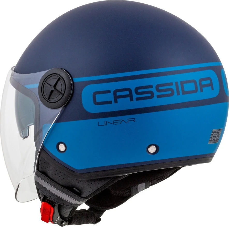 Motociklo šalmas Cassida Handy Plus Linear, perlamutrinė matinė mėlyna / tamsiai mėlyna