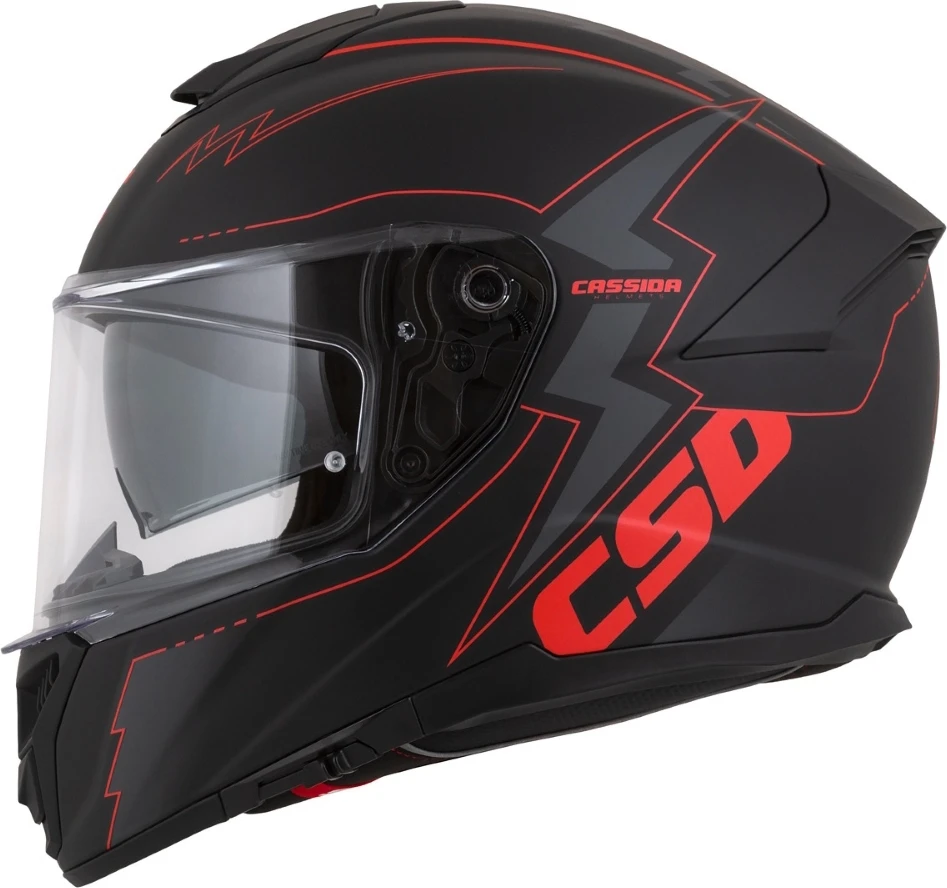 Motociklo šalmas Cassida Integral GT 2.1 Flash matinė juoda / metalinė raudona / tamsiai pilka