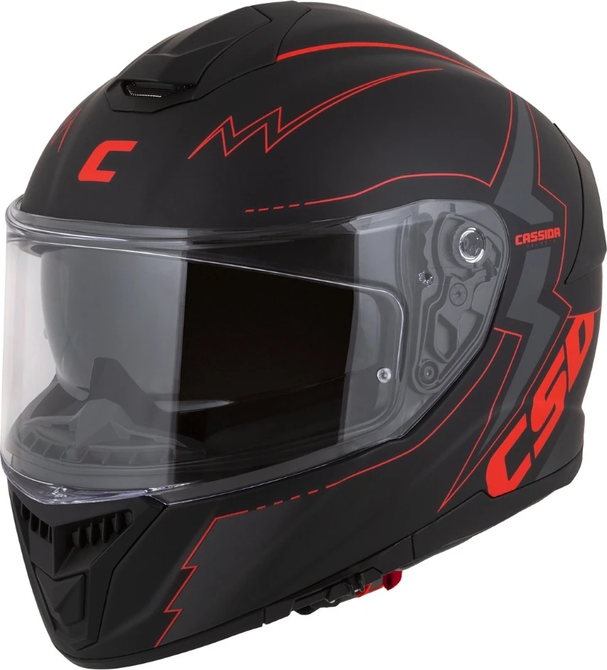 Motociklo šalmas Cassida Integral GT 2.1 Flash matinė juoda / metalinė raudona / tamsiai pilka