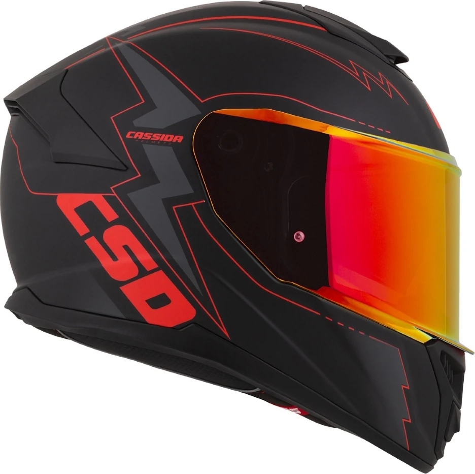 Motociklo šalmas Cassida Integral GT 2.1 Flash matinė juoda / metalinė raudona / tamsiai pilka