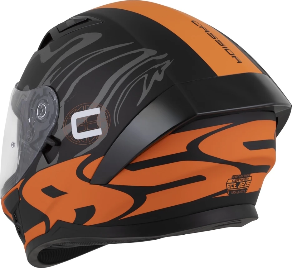 Motociklo šalmas Cassida Orbit Multivers matinė juoda/oranžinė/pilka/balta