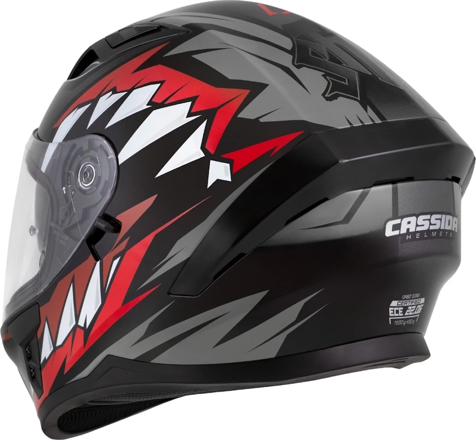 Motociklo šalmas Cassida Orbit StriX raudonas/pilkas/baltas/juodas