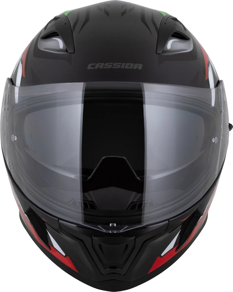 Motociklo šalmas Cassida Orbit StriX raudonas/žalias/pilkas/baltas/juodas