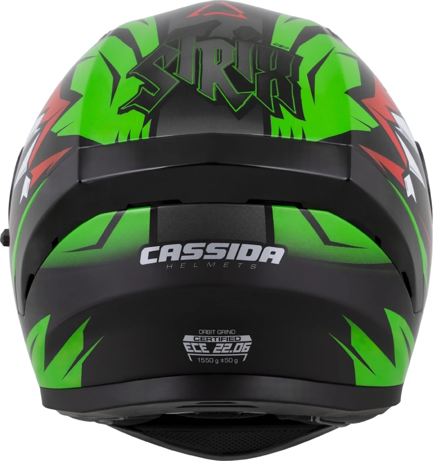 Motociklo šalmas Cassida Orbit StriX raudonas/žalias/pilkas/baltas/juodas