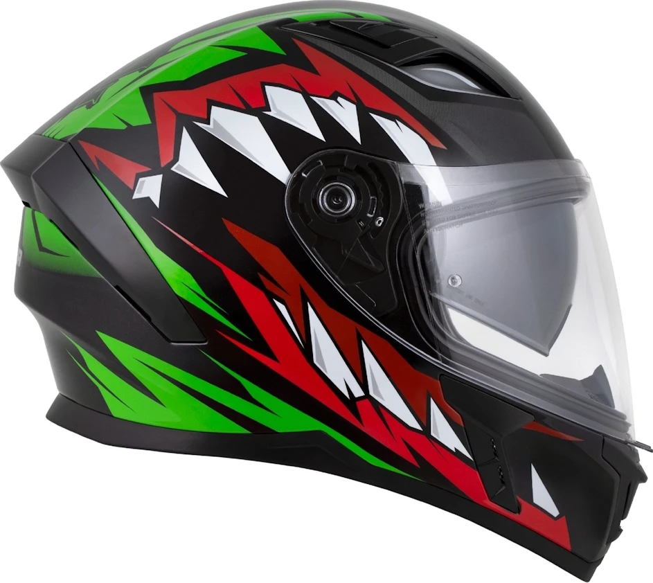 Motociklo šalmas Cassida Orbit StriX raudonas/žalias/pilkas/baltas/juodas