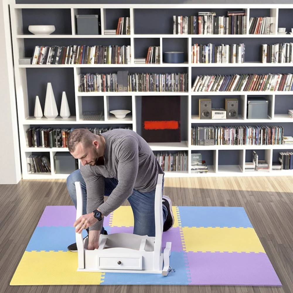 Sudedamas kilimėlis treniruotėms One Fitness MP10 geltonas-mėlynas-purpurinis, 60x60x1.0cm (9 dalių)