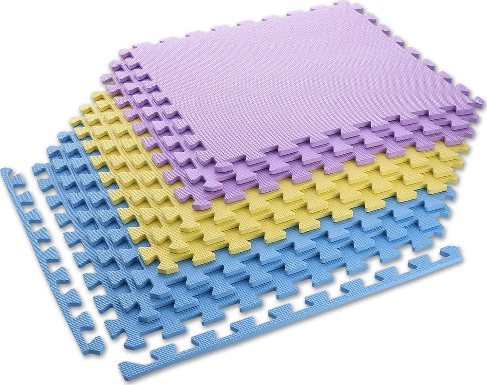 Sudedamas kilimėlis treniruotėms One Fitness MP10 geltonas-mėlynas-purpurinis, 60x60x1.0cm (9 dalių)