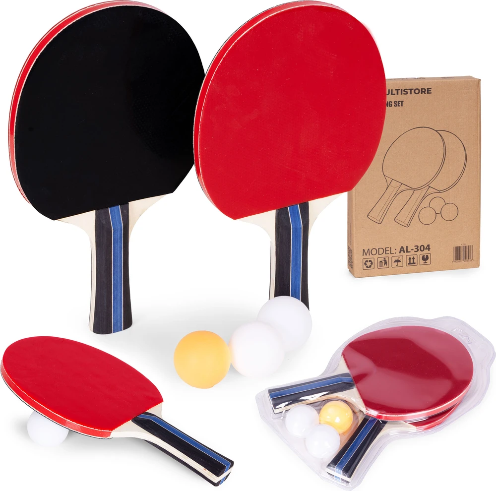 Ecotoys Stalo teniso rinkinys: 2 raketės + 3 kamuoliukai