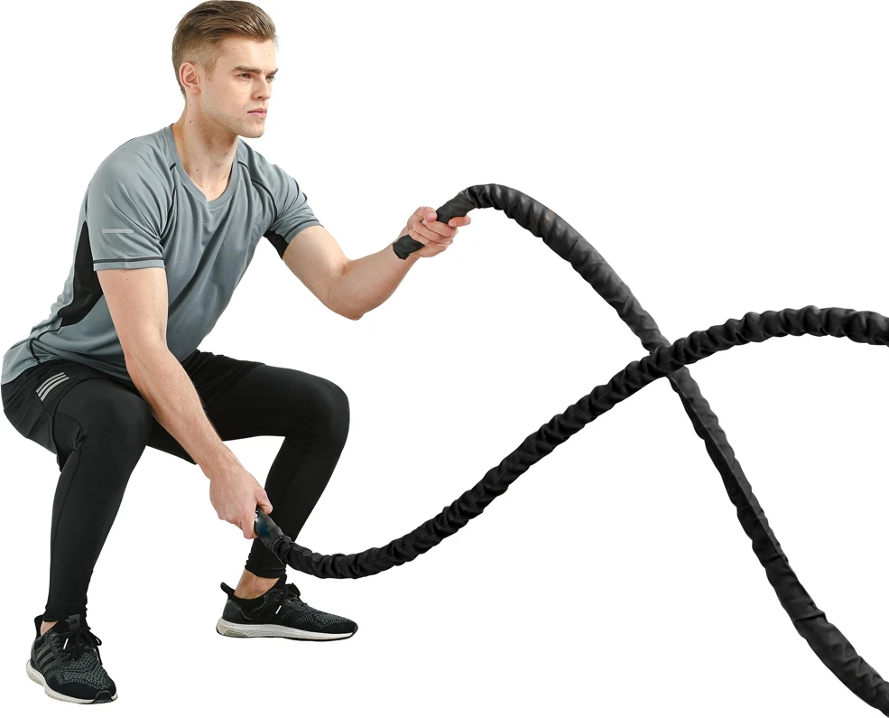 Natūrali jėgos-kovos virvė iš sizalio inSPORTline Waverope Base 15m 40mm 9,6kg