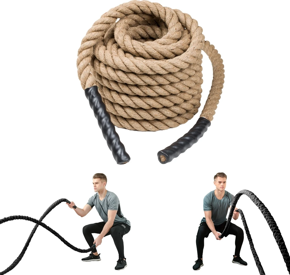 Natūrali jėgos-kovos virvė iš sizalio inSPORTline Waverope Base 15m 40mm 9,6kg