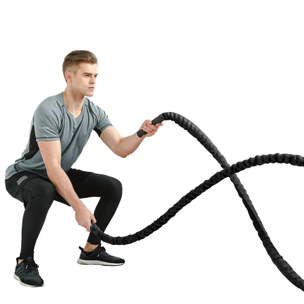 Natūrali jėgos-kovos virvė iš sizalio inSPORTline Waverope Base 15m 40mm 9,6kg
