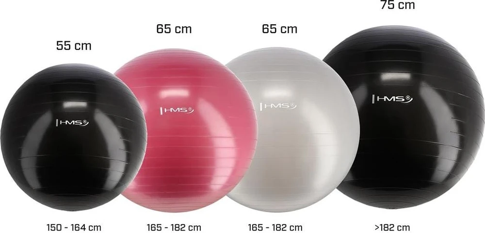 Naujas juodas gimnastikos kamuolys HMS YB01, 75 cm