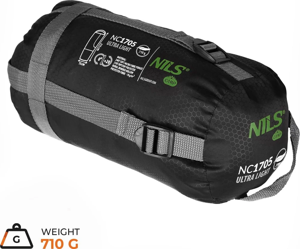 Itin lengvas miegmaišis NILS Camp NC1705, juodai žalias