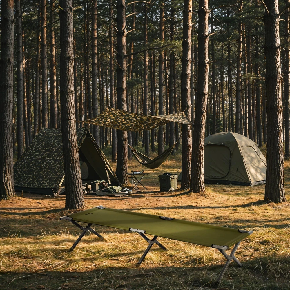 Sudedama stovyklavimo lova Nils Camp NC2756, žalia, 200 cm