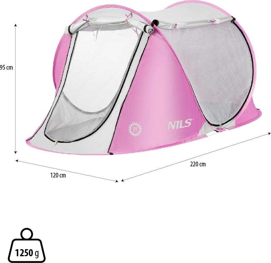 Nils Camp NC3043 ROŽINĖ IŠŠOKANTI PAPLŪDIMIO PALAPINĖ NILS